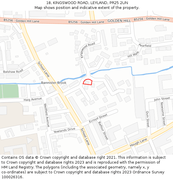 18, KINGSWOOD ROAD, LEYLAND, PR25 2UN: Location map and indicative extent of plot