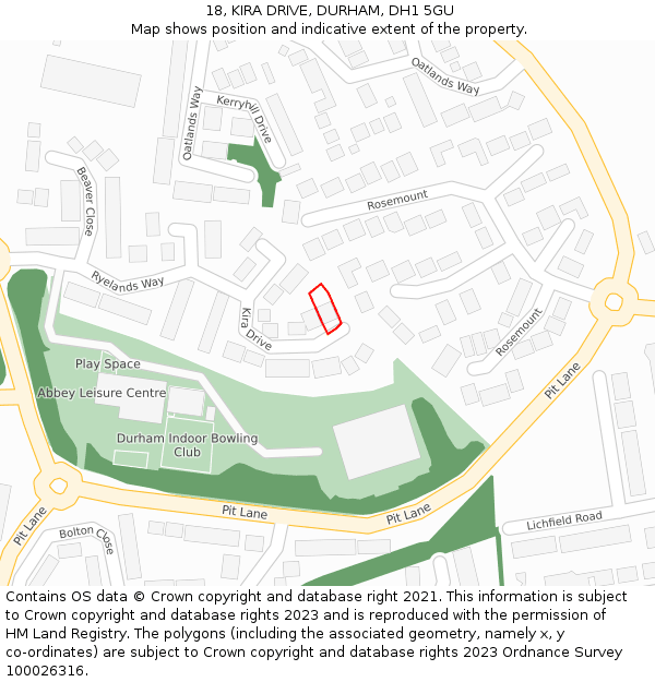18, KIRA DRIVE, DURHAM, DH1 5GU: Location map and indicative extent of plot