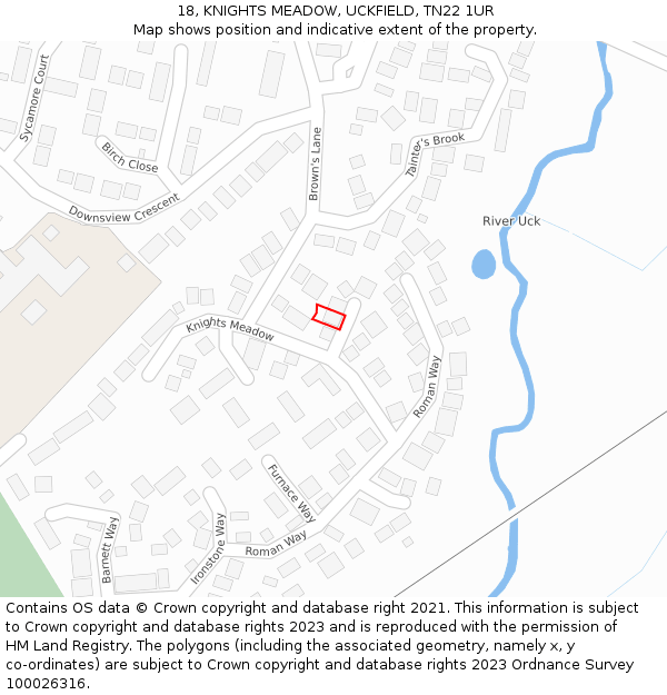 18, KNIGHTS MEADOW, UCKFIELD, TN22 1UR: Location map and indicative extent of plot