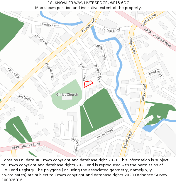 18, KNOWLER WAY, LIVERSEDGE, WF15 6DG: Location map and indicative extent of plot