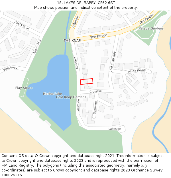 18, LAKESIDE, BARRY, CF62 6ST: Location map and indicative extent of plot