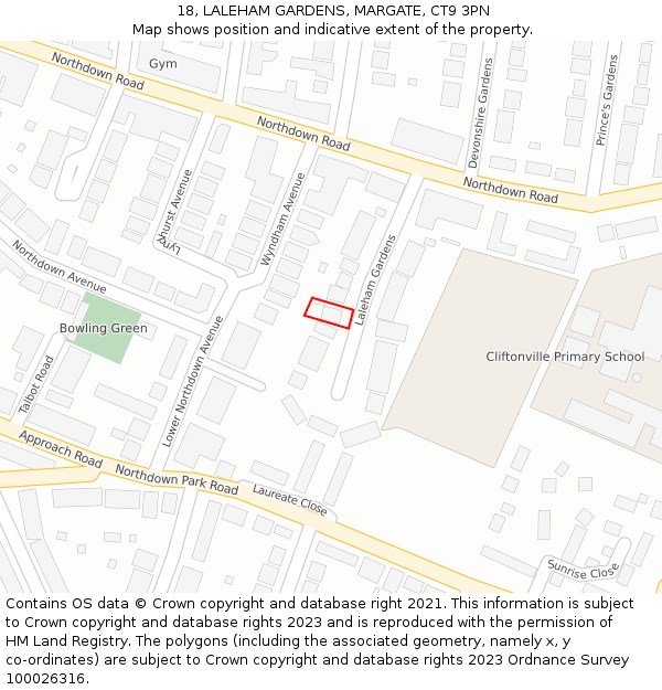 18, LALEHAM GARDENS, MARGATE, CT9 3PN: Location map and indicative extent of plot