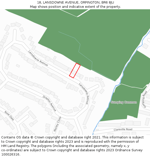 18, LANSDOWNE AVENUE, ORPINGTON, BR6 8JU: Location map and indicative extent of plot