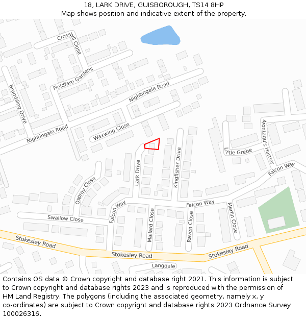 18, LARK DRIVE, GUISBOROUGH, TS14 8HP: Location map and indicative extent of plot