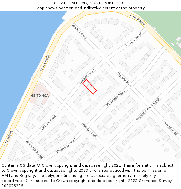 18, LATHOM ROAD, SOUTHPORT, PR9 0JH: Location map and indicative extent of plot