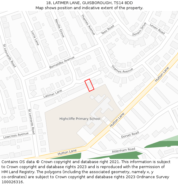 18, LATIMER LANE, GUISBOROUGH, TS14 8DD: Location map and indicative extent of plot