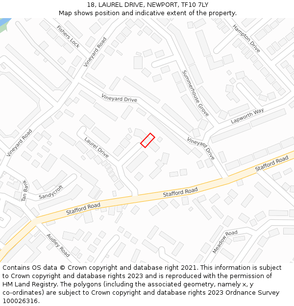 18, LAUREL DRIVE, NEWPORT, TF10 7LY: Location map and indicative extent of plot