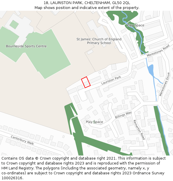 18, LAURISTON PARK, CHELTENHAM, GL50 2QL: Location map and indicative extent of plot