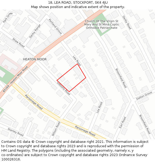 18, LEA ROAD, STOCKPORT, SK4 4JU: Location map and indicative extent of plot