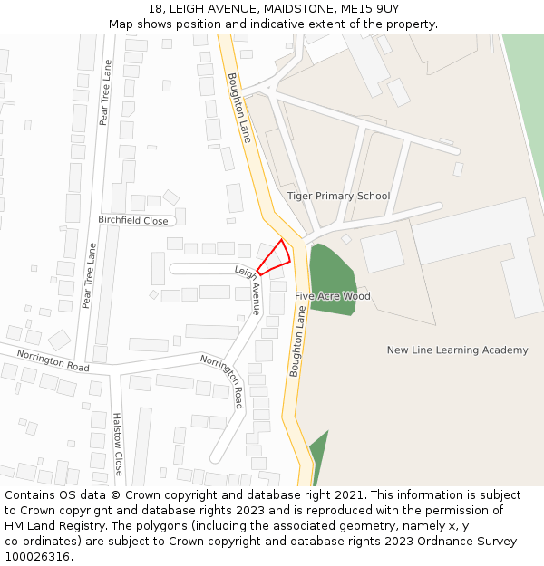 18, LEIGH AVENUE, MAIDSTONE, ME15 9UY: Location map and indicative extent of plot