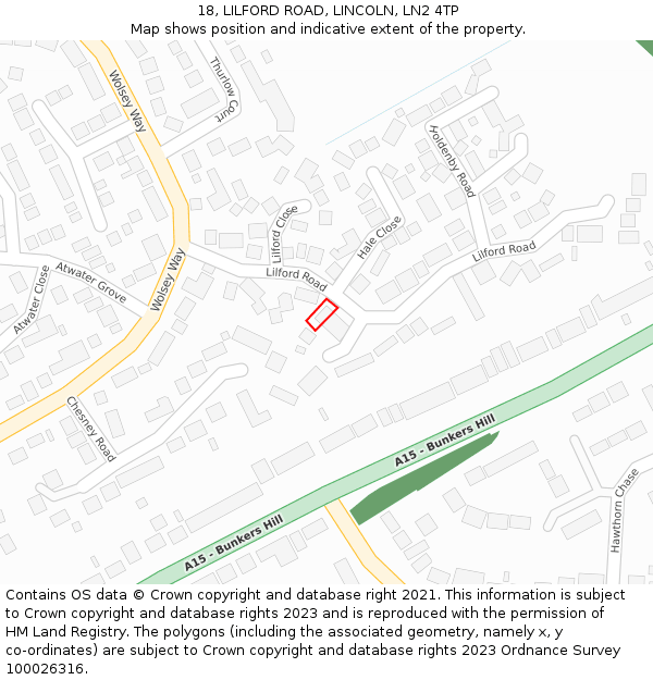 18, LILFORD ROAD, LINCOLN, LN2 4TP: Location map and indicative extent of plot