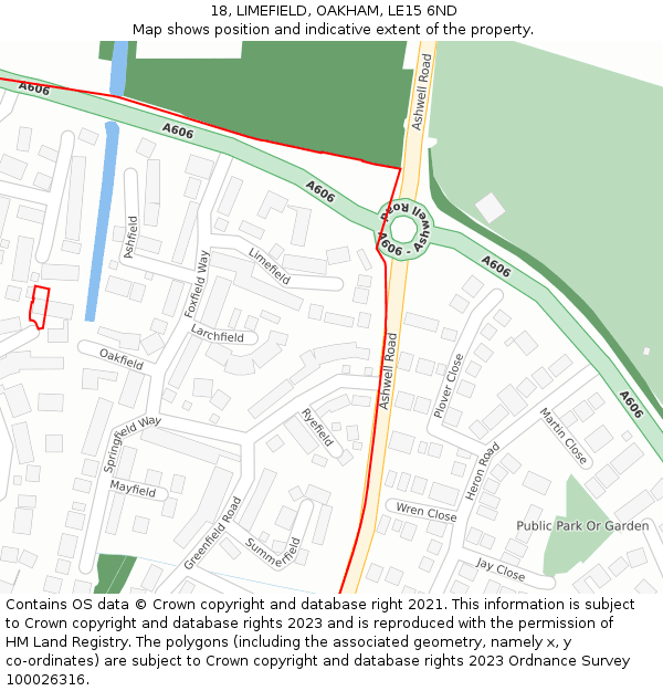 18, LIMEFIELD, OAKHAM, LE15 6ND: Location map and indicative extent of plot