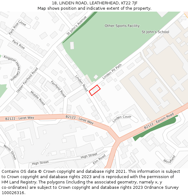 18, LINDEN ROAD, LEATHERHEAD, KT22 7JF: Location map and indicative extent of plot