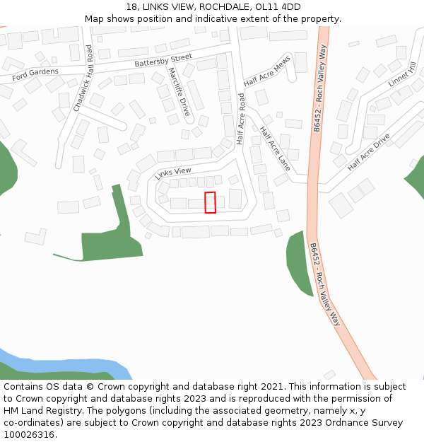 18, LINKS VIEW, ROCHDALE, OL11 4DD: Location map and indicative extent of plot