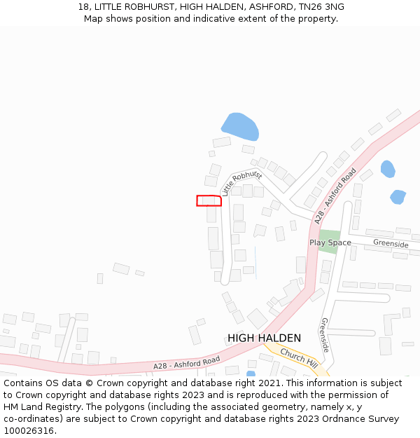 18, LITTLE ROBHURST, HIGH HALDEN, ASHFORD, TN26 3NG: Location map and indicative extent of plot