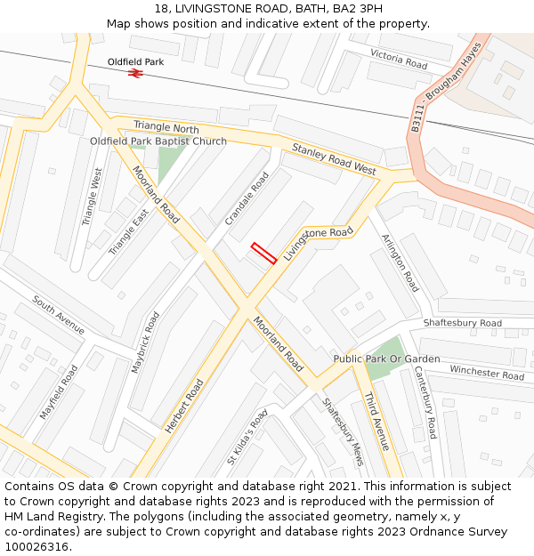 18, LIVINGSTONE ROAD, BATH, BA2 3PH: Location map and indicative extent of plot