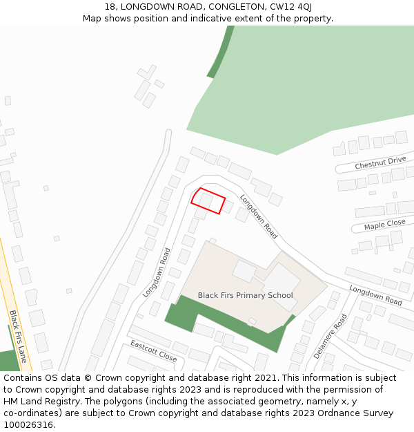 18, LONGDOWN ROAD, CONGLETON, CW12 4QJ: Location map and indicative extent of plot
