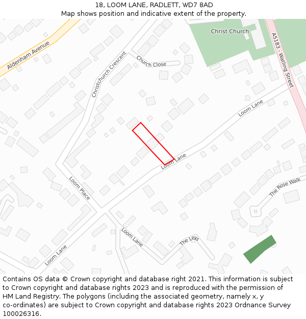 18, LOOM LANE, RADLETT, WD7 8AD: Location map and indicative extent of plot