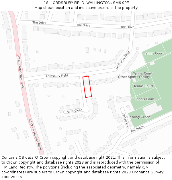 18, LORDSBURY FIELD, WALLINGTON, SM6 9PE: Location map and indicative extent of plot