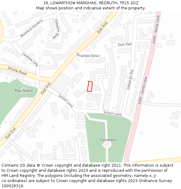 18, LOWARTHOW MARGHAS, REDRUTH, TR15 2DZ: Location map and indicative extent of plot