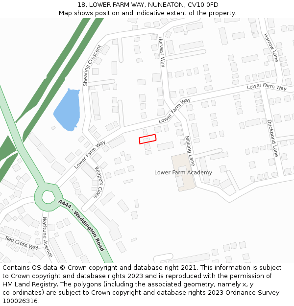 18, LOWER FARM WAY, NUNEATON, CV10 0FD: Location map and indicative extent of plot