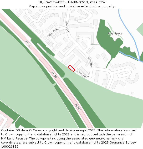 18, LOWESWATER, HUNTINGDON, PE29 6SW: Location map and indicative extent of plot