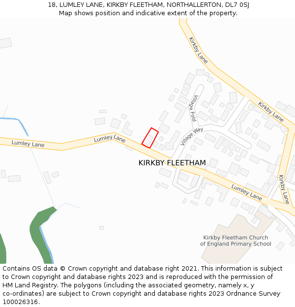 18, LUMLEY LANE, KIRKBY FLEETHAM, NORTHALLERTON, DL7 0SJ: Location map and indicative extent of plot