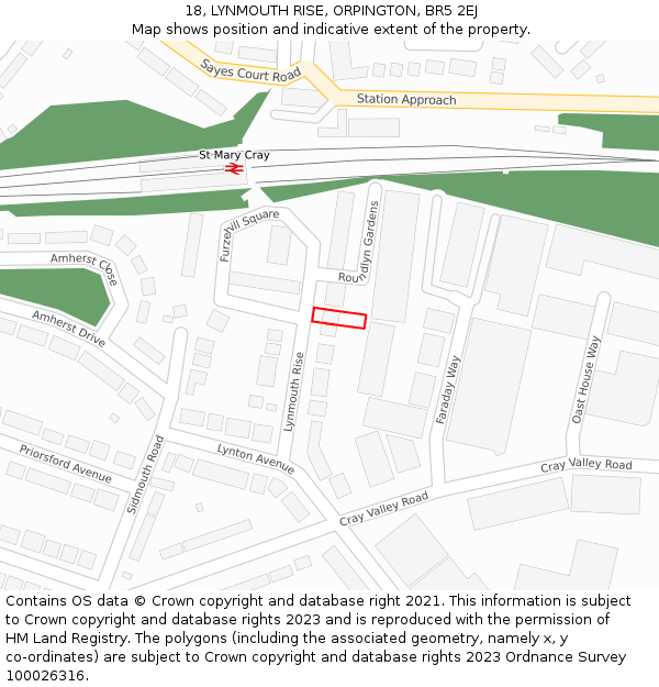 18, LYNMOUTH RISE, ORPINGTON, BR5 2EJ: Location map and indicative extent of plot