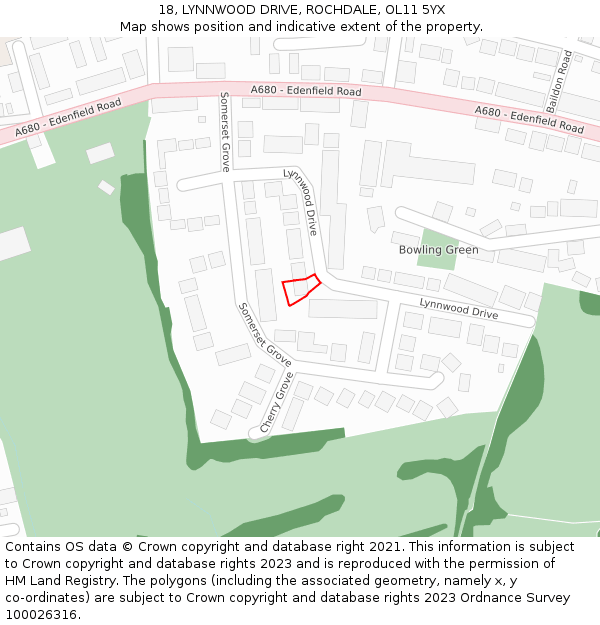 18, LYNNWOOD DRIVE, ROCHDALE, OL11 5YX: Location map and indicative extent of plot