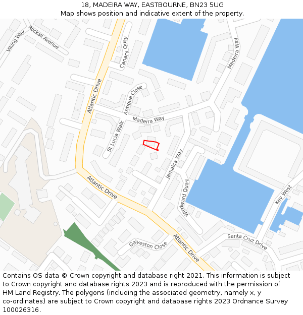 18, MADEIRA WAY, EASTBOURNE, BN23 5UG: Location map and indicative extent of plot