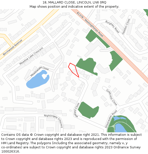 18, MALLARD CLOSE, LINCOLN, LN6 0RQ: Location map and indicative extent of plot