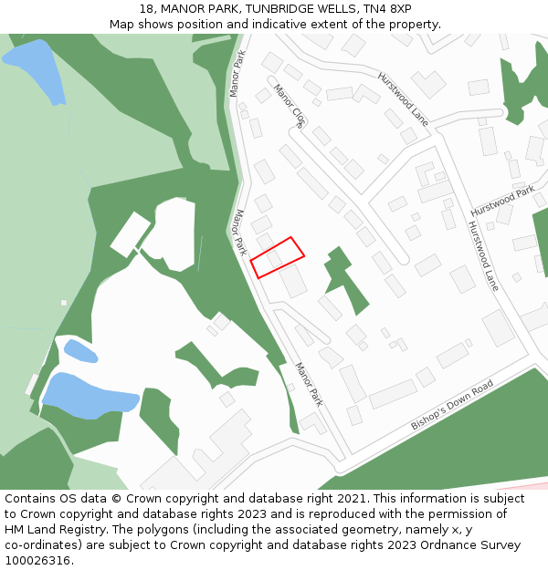 18, MANOR PARK, TUNBRIDGE WELLS, TN4 8XP: Location map and indicative extent of plot