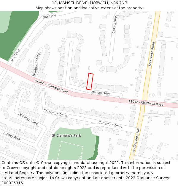 18, MANSEL DRIVE, NORWICH, NR6 7NB: Location map and indicative extent of plot