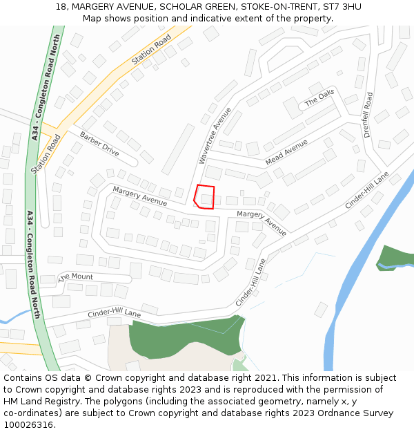 18, MARGERY AVENUE, SCHOLAR GREEN, STOKE-ON-TRENT, ST7 3HU: Location map and indicative extent of plot