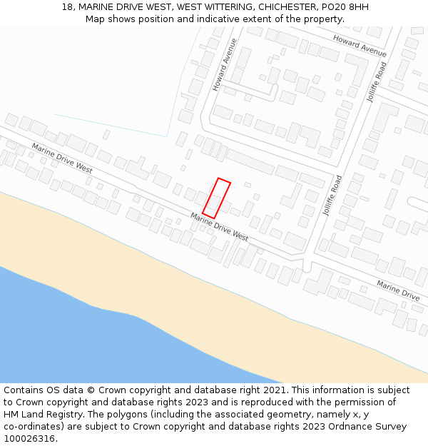 18, MARINE DRIVE WEST, WEST WITTERING, CHICHESTER, PO20 8HH: Location map and indicative extent of plot