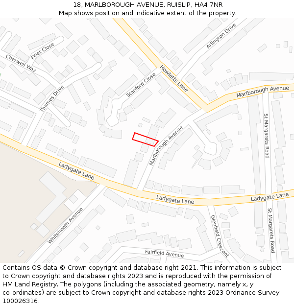 18, MARLBOROUGH AVENUE, RUISLIP, HA4 7NR: Location map and indicative extent of plot