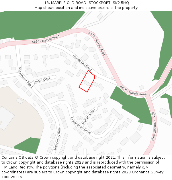 18, MARPLE OLD ROAD, STOCKPORT, SK2 5HQ: Location map and indicative extent of plot