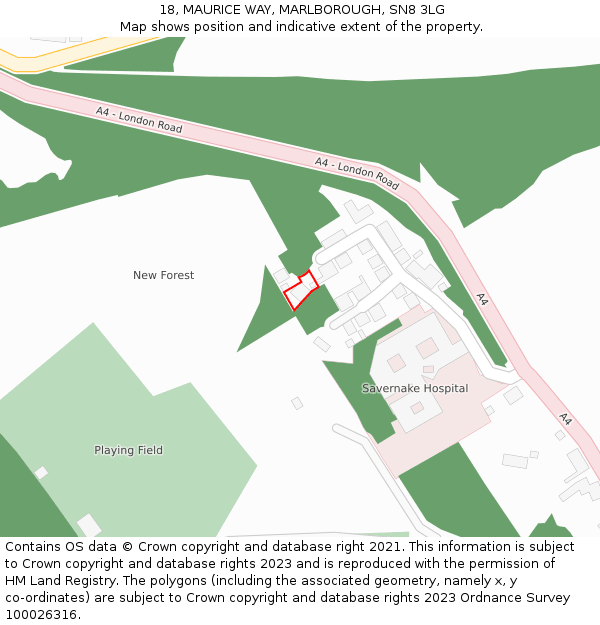 18, MAURICE WAY, MARLBOROUGH, SN8 3LG: Location map and indicative extent of plot