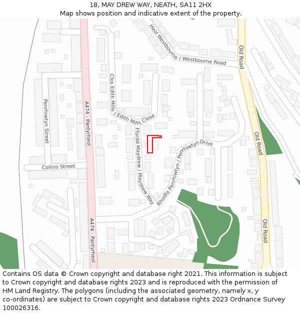 18, MAY DREW WAY, NEATH, SA11 2HX: Location map and indicative extent of plot