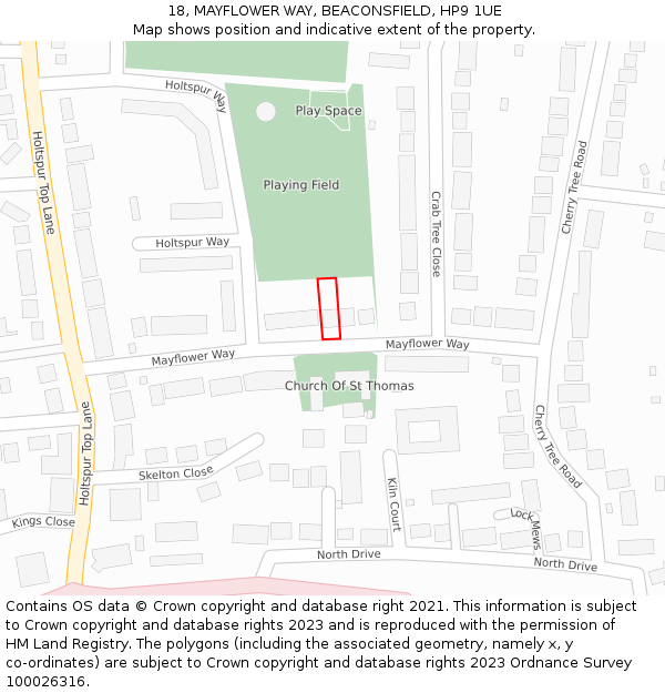 18, MAYFLOWER WAY, BEACONSFIELD, HP9 1UE: Location map and indicative extent of plot