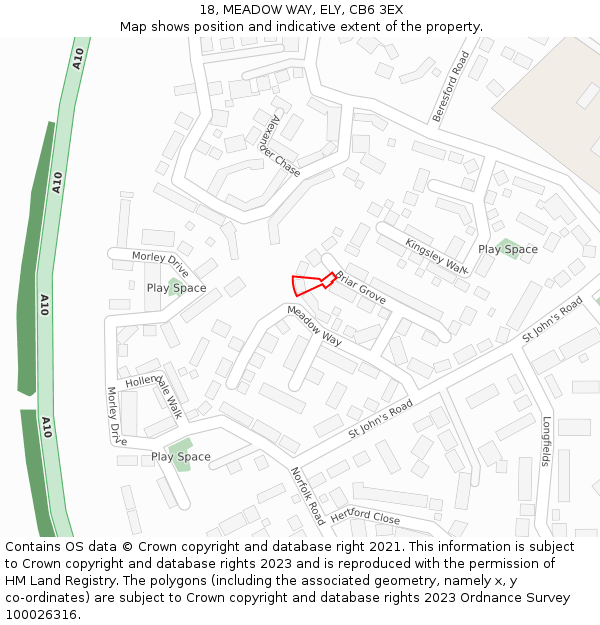 18, MEADOW WAY, ELY, CB6 3EX: Location map and indicative extent of plot