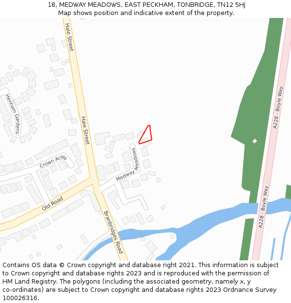 18, MEDWAY MEADOWS, EAST PECKHAM, TONBRIDGE, TN12 5HJ: Location map and indicative extent of plot
