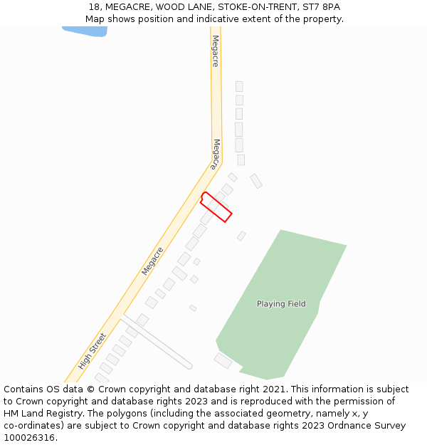 18, MEGACRE, WOOD LANE, STOKE-ON-TRENT, ST7 8PA: Location map and indicative extent of plot