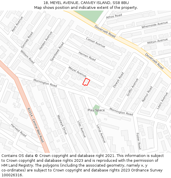 18, MEYEL AVENUE, CANVEY ISLAND, SS8 8BU: Location map and indicative extent of plot