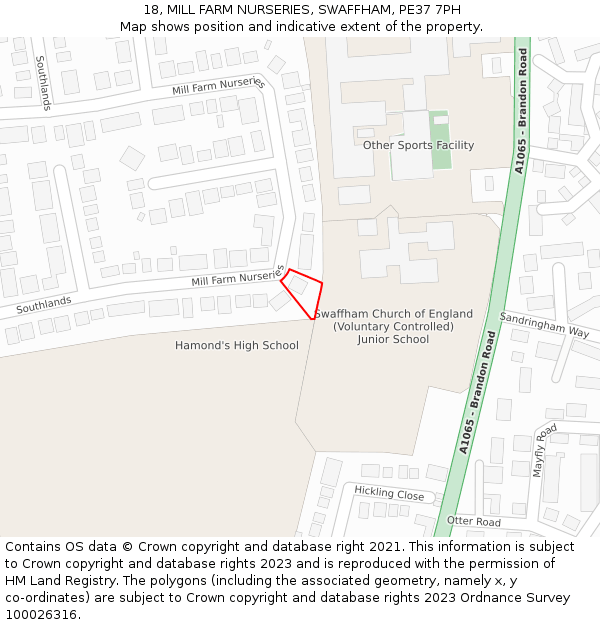 18, MILL FARM NURSERIES, SWAFFHAM, PE37 7PH: Location map and indicative extent of plot