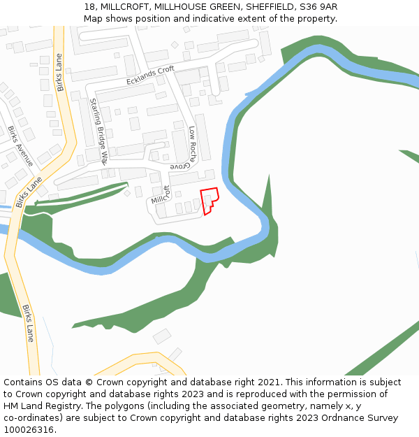 18, MILLCROFT, MILLHOUSE GREEN, SHEFFIELD, S36 9AR: Location map and indicative extent of plot