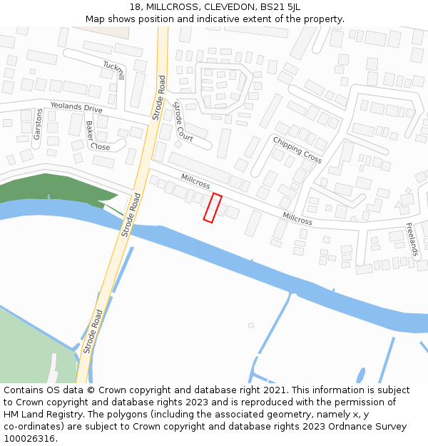 18, MILLCROSS, CLEVEDON, BS21 5JL: Location map and indicative extent of plot