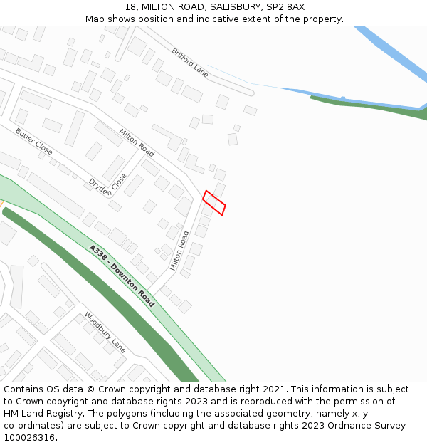 18, MILTON ROAD, SALISBURY, SP2 8AX: Location map and indicative extent of plot