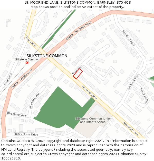 18, MOOR END LANE, SILKSTONE COMMON, BARNSLEY, S75 4QS: Location map and indicative extent of plot