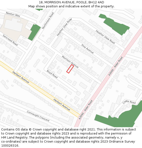 18, MORRISON AVENUE, POOLE, BH12 4AD: Location map and indicative extent of plot